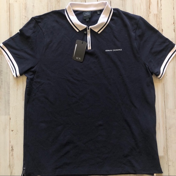Armani Exchange Other - Armani Exchange Navy and Blue Zip up Polo Shirt
